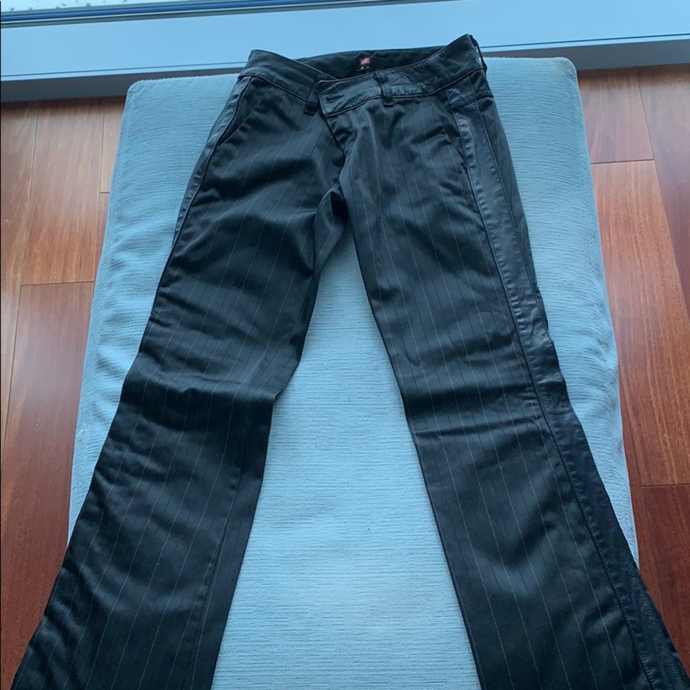 Diesel stripe pants leather detail